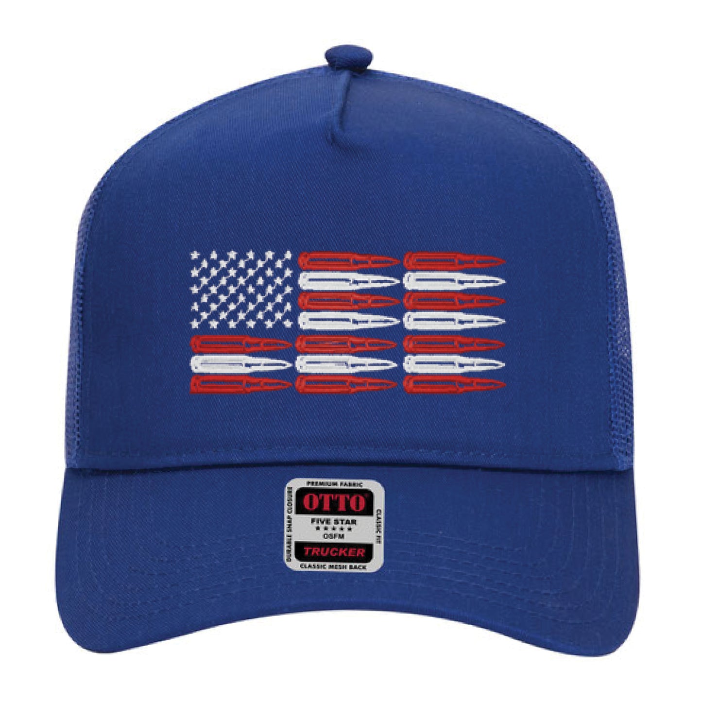 American Flag Bullets Otto Cap Trucker Mesh Back Mid Profile Embroidered